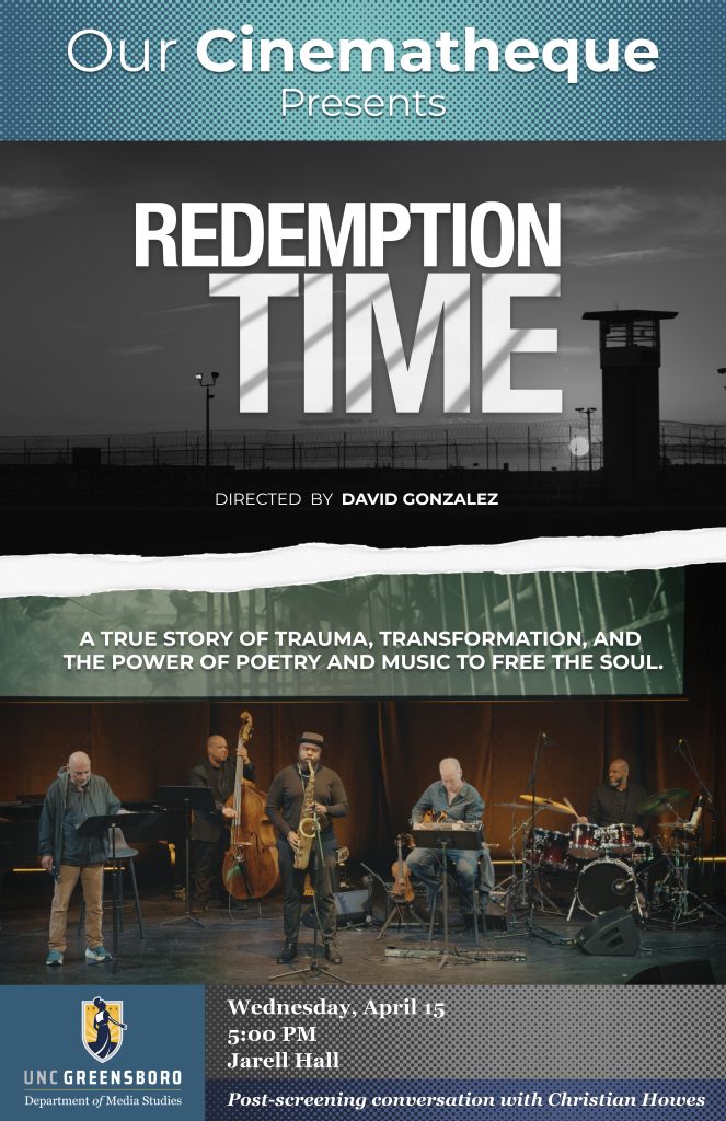 poster for April 15 screening of Redemption Time, directed by David Gonzalez.